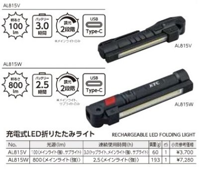 画像3: 充電式折りたたみ3種のLEDを搭載したライト　P17-1503